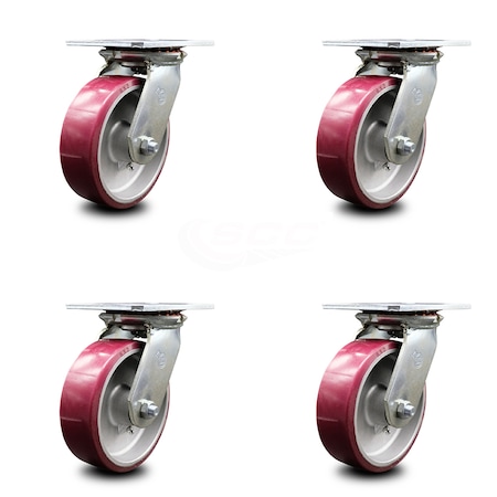 Service Caster 6 Inch Heavy Duty Poly on Aluminum Caster Set with Ball Bearings SCC, 4PK SCC-35S620-PAB-4